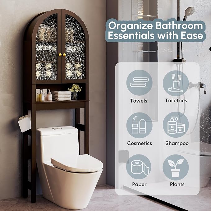 Over The Toilet Storage Cabinet, Arched Bathroom Organizer and Storage - Image 5