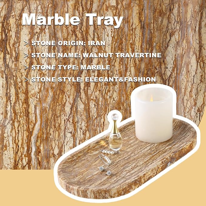 Koville Turkish Natural Marble Tray, Catchall Tray - Image 3