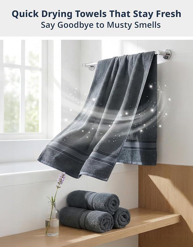 LANE LINEN 100% Cotton 4 Pack Bath Towels Set - Image 7
