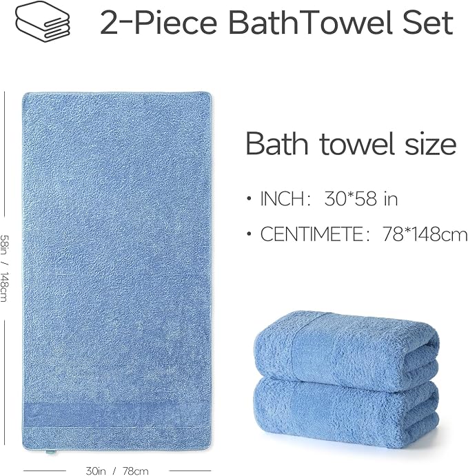 REDKISS Towels 2 Pack Luxury Extra Large Bath Towels Set 30 x 58 Inches – 100% - Image 2