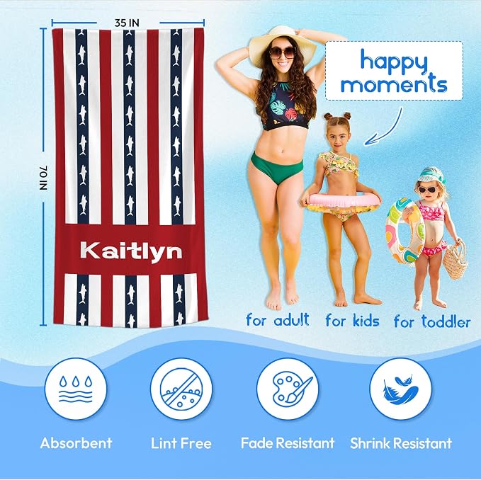 JML Custom Beach Towel with Name, Personalized Microfiber Beach Towel with Name - Image 3