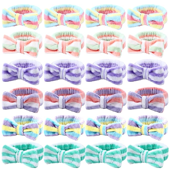 WILLBOND 24 Pieces Spa Headband Bulk Skincare Headbands Face Wash Makeup by Willbond+Technology+Limited