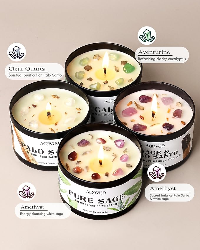 AOOVOO 4 Pack Sage Candles - Image 2