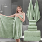 8-Piece Green Bath Towels Set, 2 Oversized Large Bath Towels Sheet, 2 Hand by Ycosy