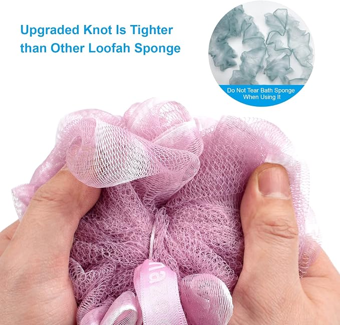 AmazerBath Shower Sponge Loofah Back Scrubber, PE Soft Mesh Loofah Body Scrubber - Image 2