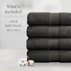NY Loft 100% Cotton 4 Pack Bath Towels, Dark Grey, OEKO-TEX Certified, Machine - Image 2
