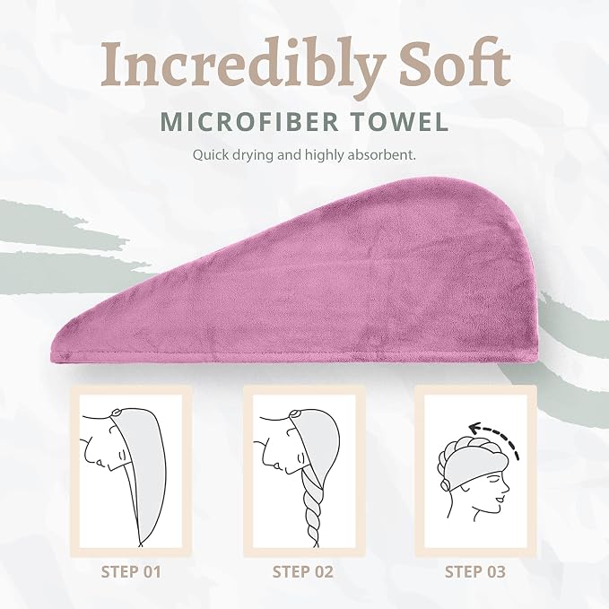 Microfiber Hair Towel Wrap, Hair Turban Towel Super Absorbent Twist Turban Dry - Image 4