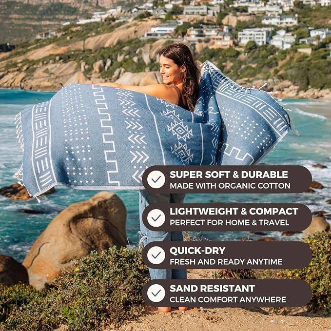 FESHKA Sand Proof Turkish Beach Towel – Oversized, Quick Dry & Lightweight - Image 2
