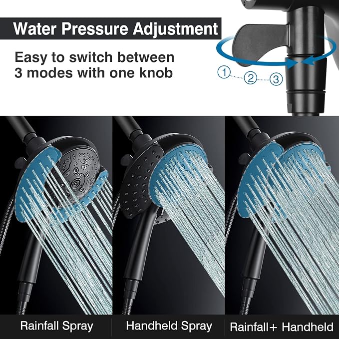 Shower Head with Handheld High Pressure: 2-IN-1 Shower Head with 7.2" Rainfall - Image 3