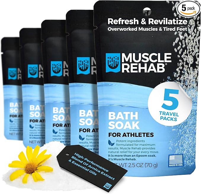 Muscle Rehab Epsom Salt Bath Soak 5 Travel Packets by MuscleRehabSportsRecovery