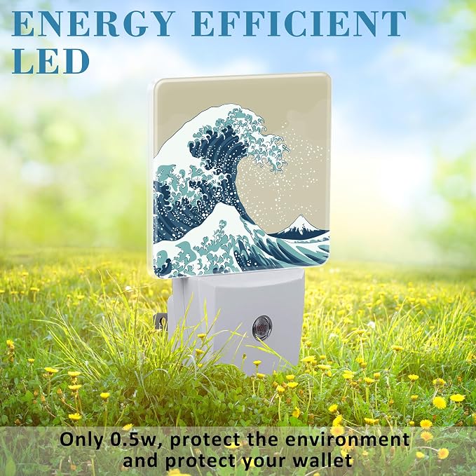Plug in Night Lights Japanese Great Wave Nightlight Plug Into Wall Dusk to Dawn - Image 6