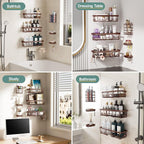 Veken Shower Caddy 6-Pack, No Drilling & Rustproof, Waterproof Adhesive Shelves - Image 8