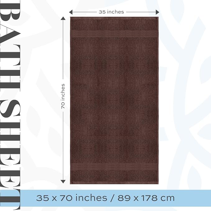 White Classic Luxury Soft Brown Bath Sheet Towels - Image 4