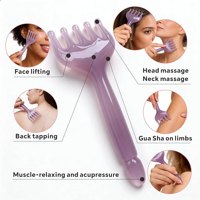 4 Pcs All-in-One Head Massager Set: Scalp Comb, Gua Sha, Octopus & Five Claw - Image 5