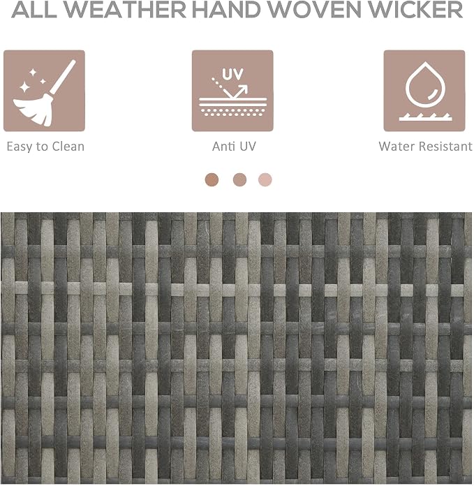 Outsunny Valet Pool Towel Rack, Waterproof PE Plastic Rattan Wicker Storage - Image 4