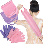 4 Pack Exfoliating Washcloth Back Scrubber Set, 2 Exfoliating Body Scrubber by Breling