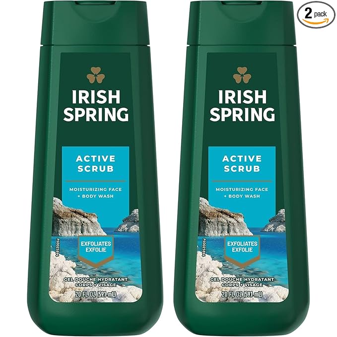 Irish Spring Body Wash Active Scrub Moisturizing Face Exfoliating Gel 20 Fl Oz by IrishSpring