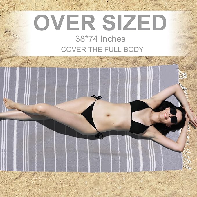 Genovega 6 Packs Oversized Turkish Beach Bath Towel Set Bulk 74"x38" Extra - Image 2