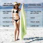 Ray Silver Turkish Beach Towel – 100% Cotton 40x71 Quick Dry Oversized Sand - Image 5