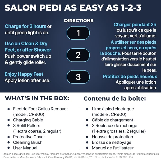 Electric Callus Remover: Own Harmony Professional Pedicure Tools Foot Care - Image 4