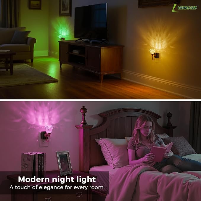 L LOHAS LED Night Lights Plug into Wall -10-Color Changing RGB Floral Night - Image 7