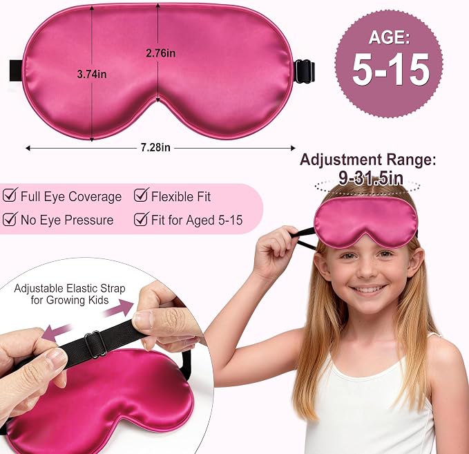 Kids Sleep Mask, Kids Eye Mask for Boys Girls, Kid Silk Eye Masks - Image 3