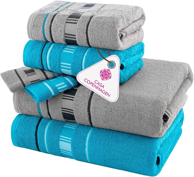 CASA COPENHAGEN X Line 6Pcs 100% Egyptian Cotton Large Designer Towels Gift by CASACOPENHAGEN