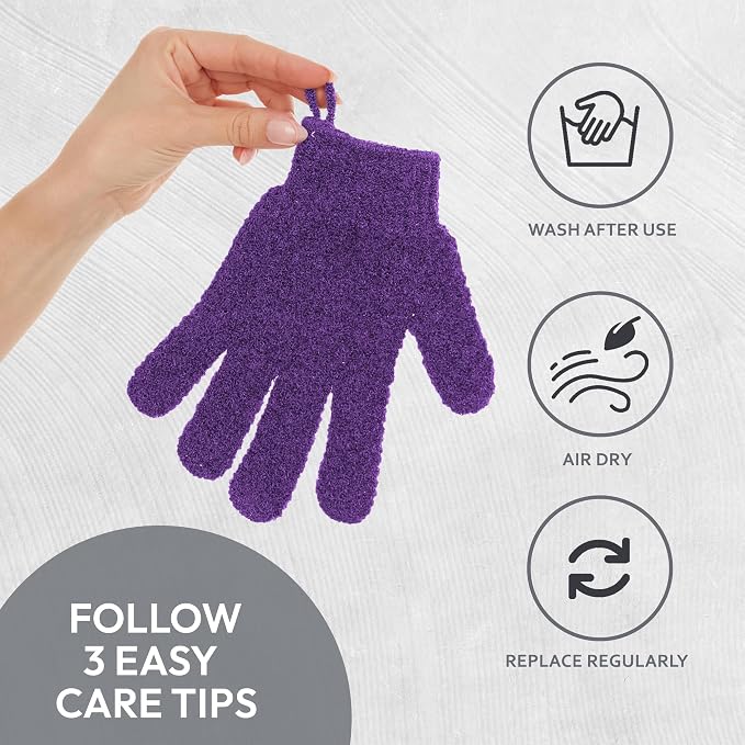 4 Pairs Exfoliating Gloves, 100% Nylon, Dual Texture Body Scrub - Image 4