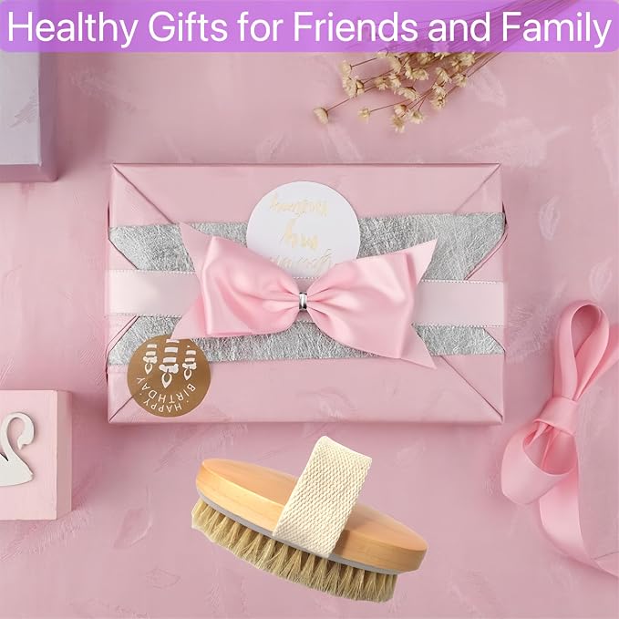 2 Pcs Dry Brushing Body Brush, Natural Bristle Exfoliating Body Scrubbers - Image 6