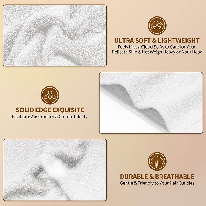 NEXCOVER Hair Towel Microfiber, 2 Pack White 9.8 inch X 25.5 inch Hair Wrap - Image 2
