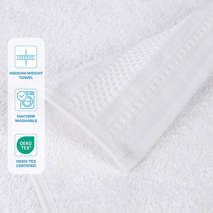 Superior Honeycomb 100% Cotton 500 GSM 12 Piece Bath Towel Set, 6 Washcloths - Image 3