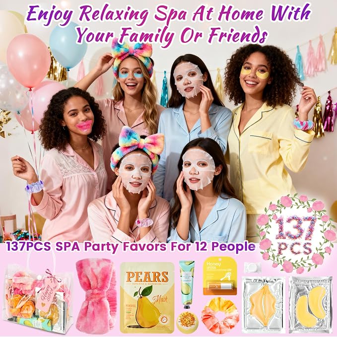 137 PCS Spa Party Supplies For Girls, Include Face Mask, Bath Bombs, Hand Cream - Image 3