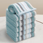 VOOVA & MOVAS 13"x13" Aqua Striped Washcloths by VOOVAMOVAS