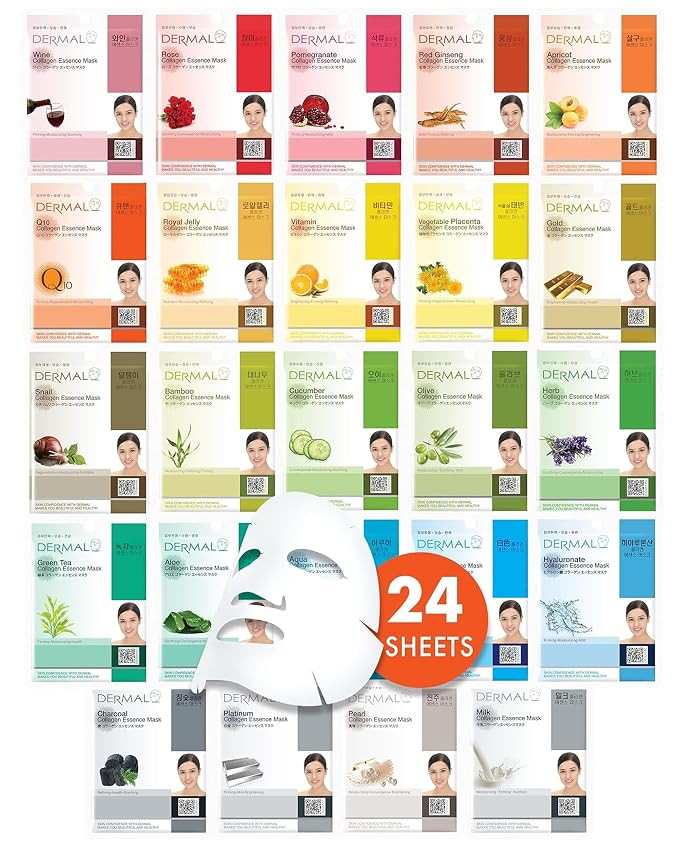DERMAL 24 Combo Pack Made in Korea Facial Mask – 20+ Years of K-Beauty by DERMAL