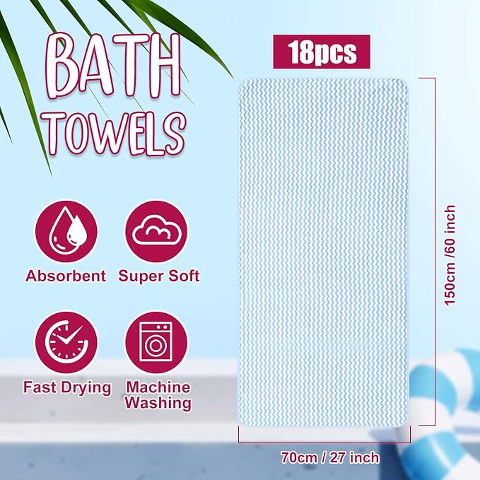 SmoothNovelty 18 Pack Microfiber Bath Towels Bulk 27'' x 60'' Oversized Size - Image 2