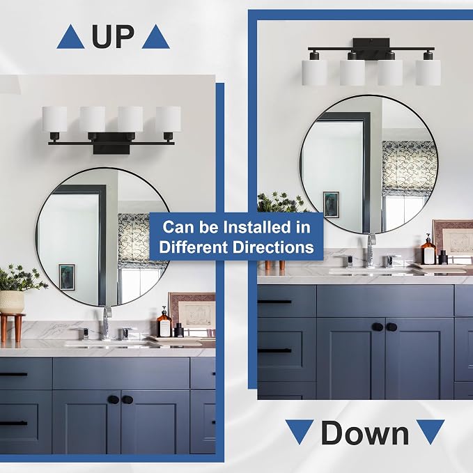 Black Vanity Lights for Bathroom, Anti-rust 4-Light Bathroom Light Fixtures - Image 5