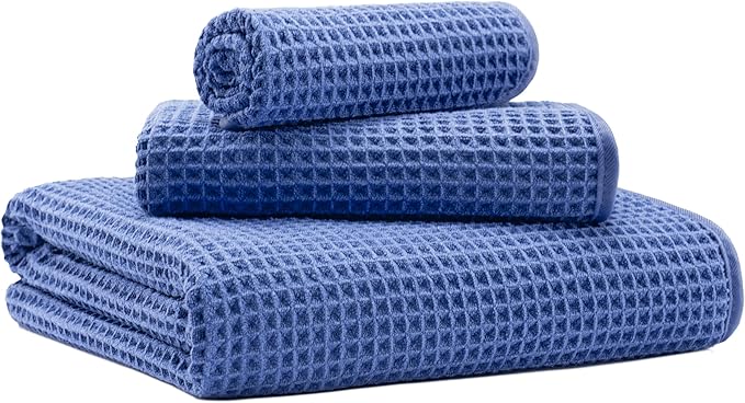 MICROFI New Microfiber Waffle Bath Towels, 3 Pieces, Fast Drying, Lint Free by Unknown