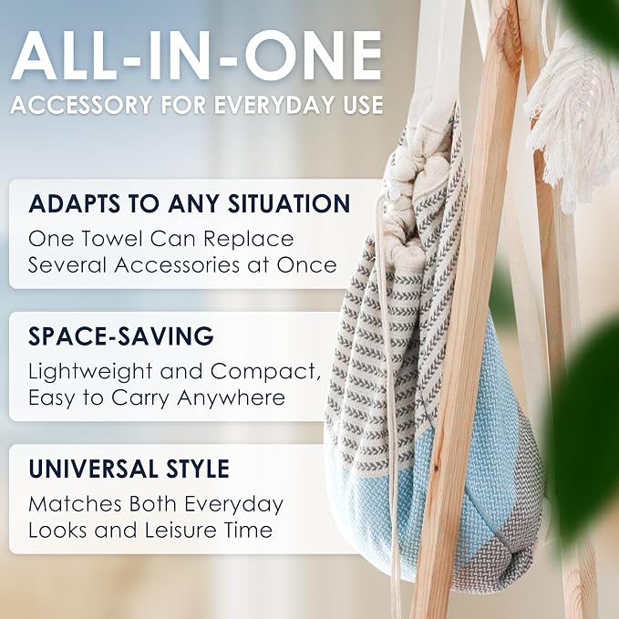 ATANI Turkish Beach Towel, Converts to a Bag, Oversized 100% Cotton Bath Towels - Image 7