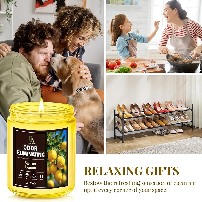 Sicilian Lemon Odor Eliminating Highly Fragranced Candle, Eliminates 95% of - Image 7