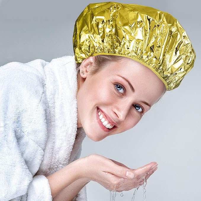12 Pieces Deep Conditioning Caps Aluminum Foil Reusable Hair Processing Hair - Image 7