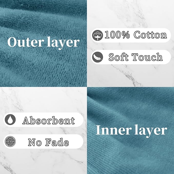 VOOVA & MOVAS 6-Pack Shower Wash Cloth, 100% Cotton Soft Absorbent Bath Mitts - Image 3