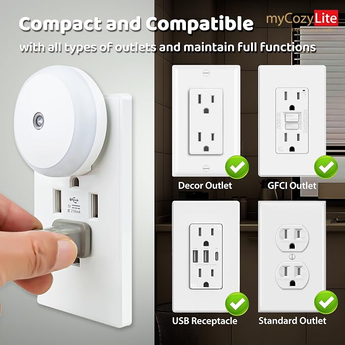 Amber Night Light Plug in, Dusk to Dawn Sensor, Automatic Nightlight, Energy - Image 6