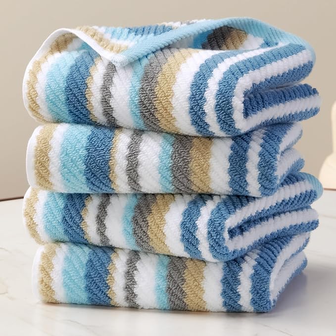 Blue Striped Hand Towels Set by VOOVAMOVAS