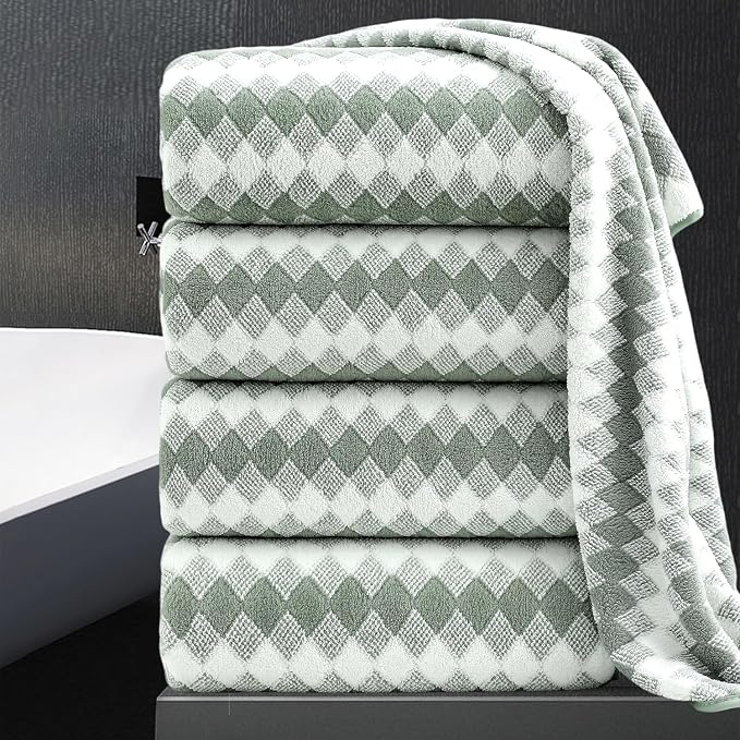 4 Piece Bath Towel Set Oversized Bath Sheet 35"x70" Bathroom Towel Extra Large by MAGGEA