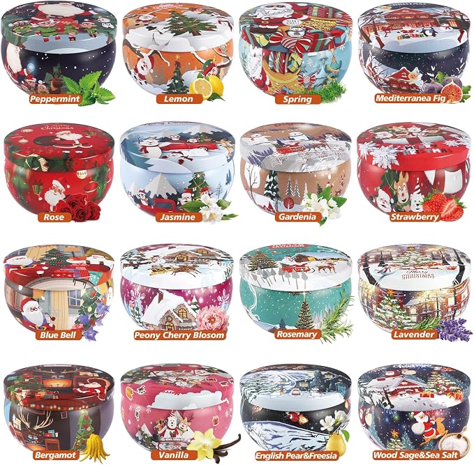 16Pack Christmas Scented Candles Gift- Aromatherapy Candle-Soy Wax-Long Lasting - Image 2