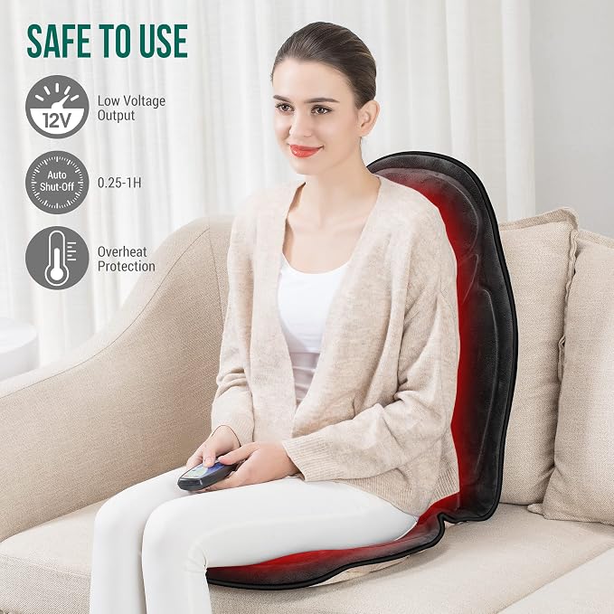 Snailax Back Massager with Heat, Memory Foam Chair Massage Pad, 5 Massage Modes - Image 5