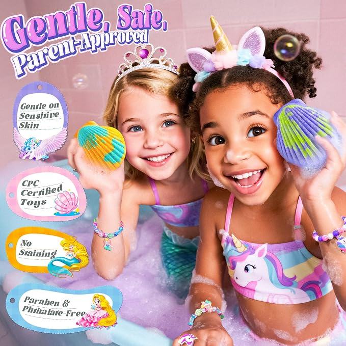 Shell Bath Bombs for Girls – 12 Pack Child-Safe Aromatherapy Bath Bombs - Image 3