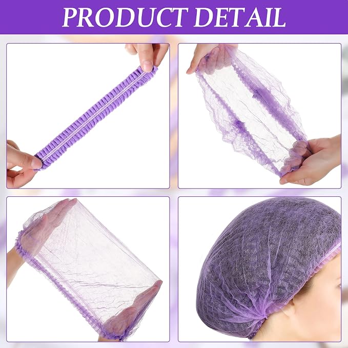 100 Pcs Disposable Nonwoven Bouffant Caps 21 Inch Hair Net Elastic Cap Hair - Image 3