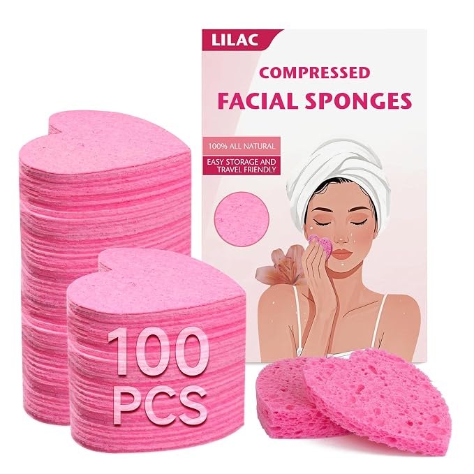 100 Count Compressed Facial Sponges 100% Natural Cellulose Eco-Friendly Makeup by LILAC