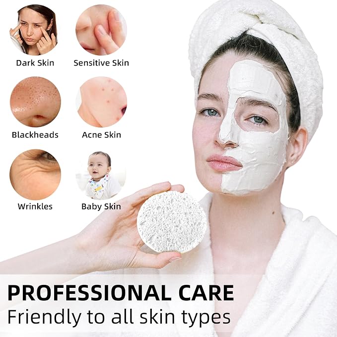 120-Count Compressed Facial Sponges|Kickleen100% Natural Cellulose Cosmetic Spa - Image 3